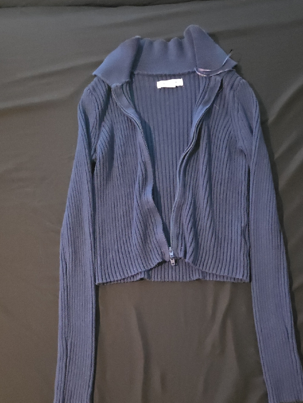 Aeropostale Navy Ribbed Zip Cardigan Sweater
